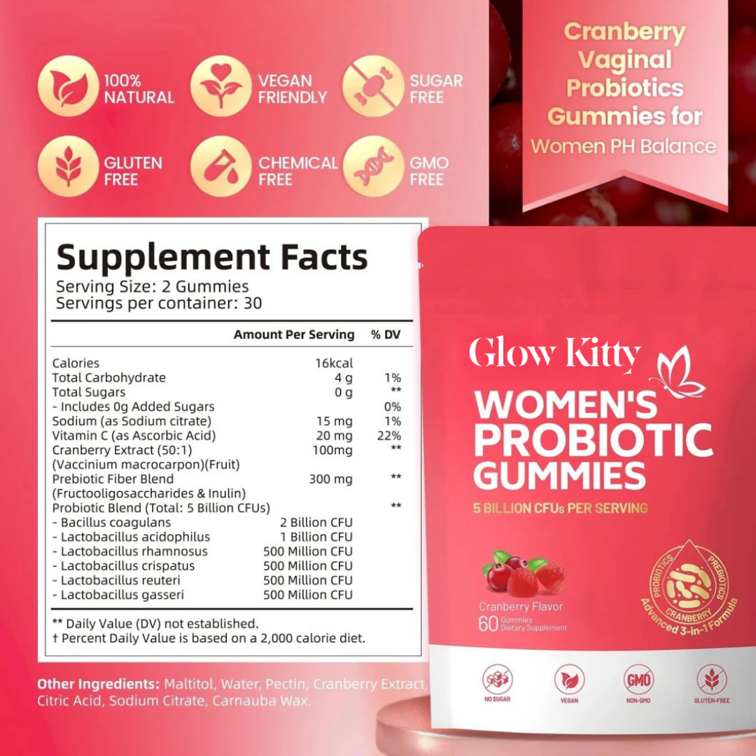Glow Kitty™ Gummies Probiotiques à la Canneberge